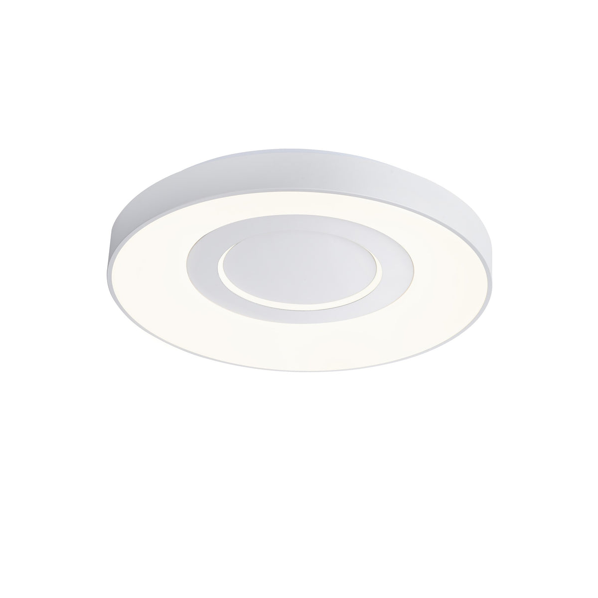 Plafonnier LED blanc éteint, face avant avec diffuseur et centre gris