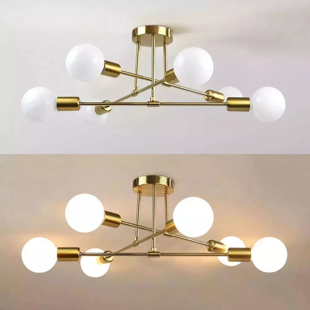 Comparaison du luminaire avec globes blancs opalins, éteint puis allumé.