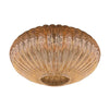 Glasschirm I15471S – Handgefertigter, gerippter UFO-förmiger Glasschirm, bernsteinfarben