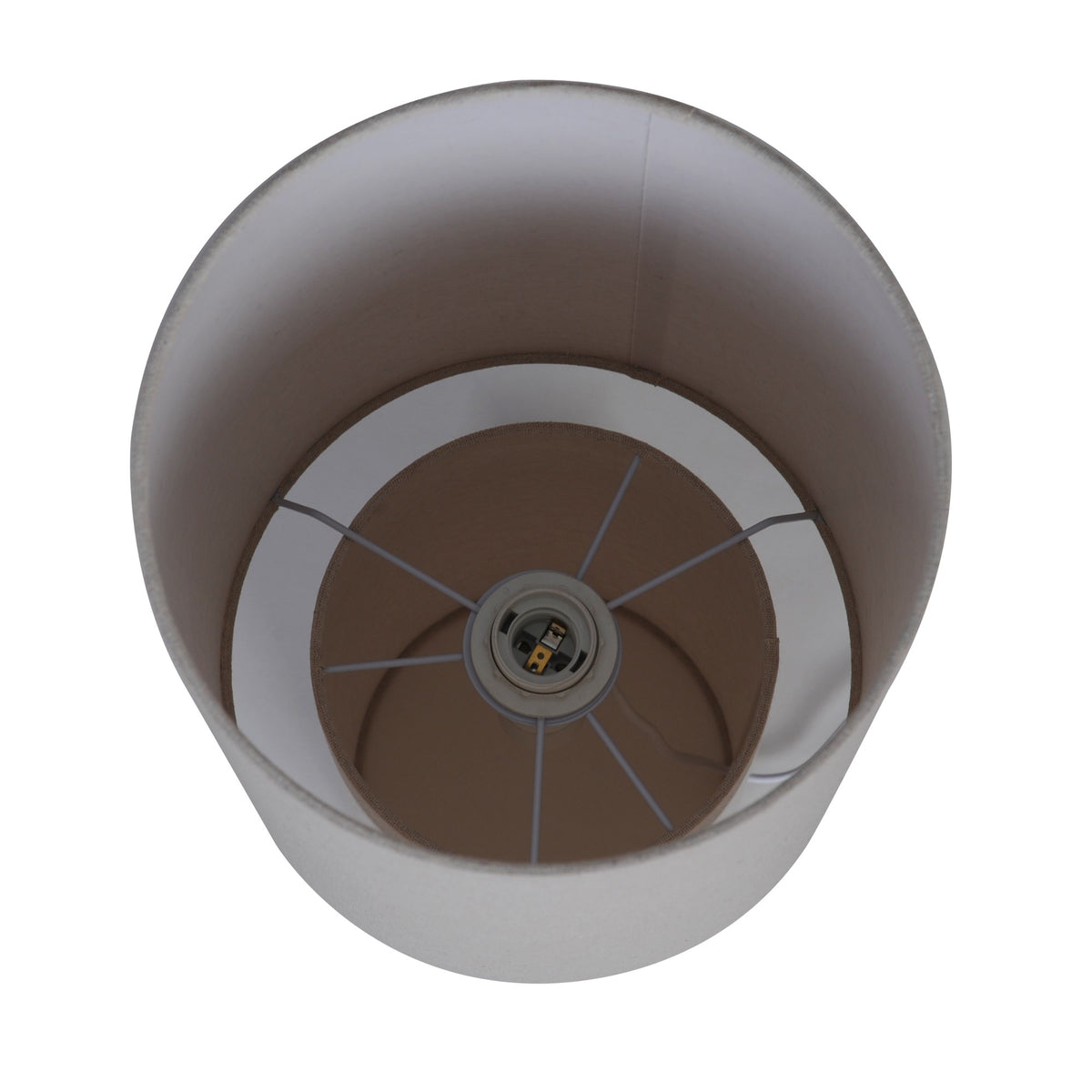 Vue du dessus montrant la douille et l'intérieur de l'abat-jour cylindrique.