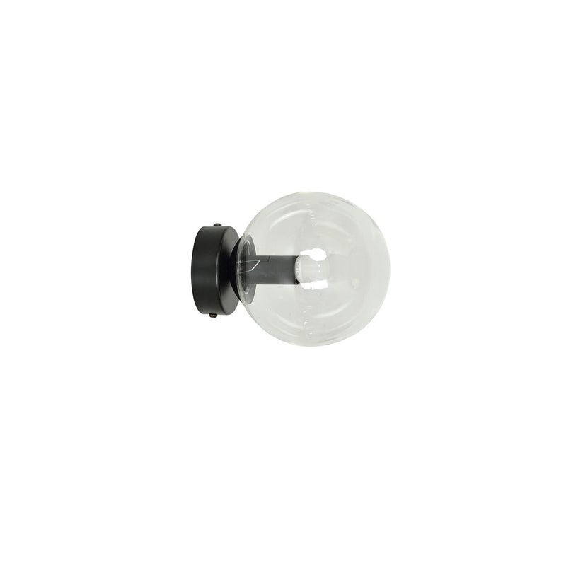 Wandleuchte Rossi schwarz, Klarglas