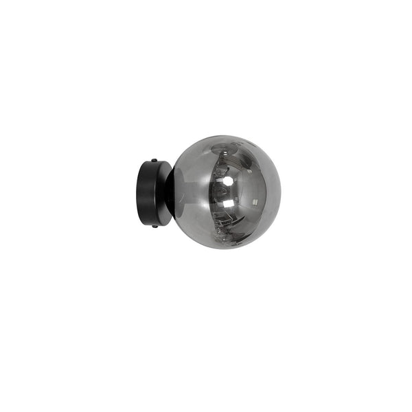 Wandleuchte Rossi schwarz, Graphitglas