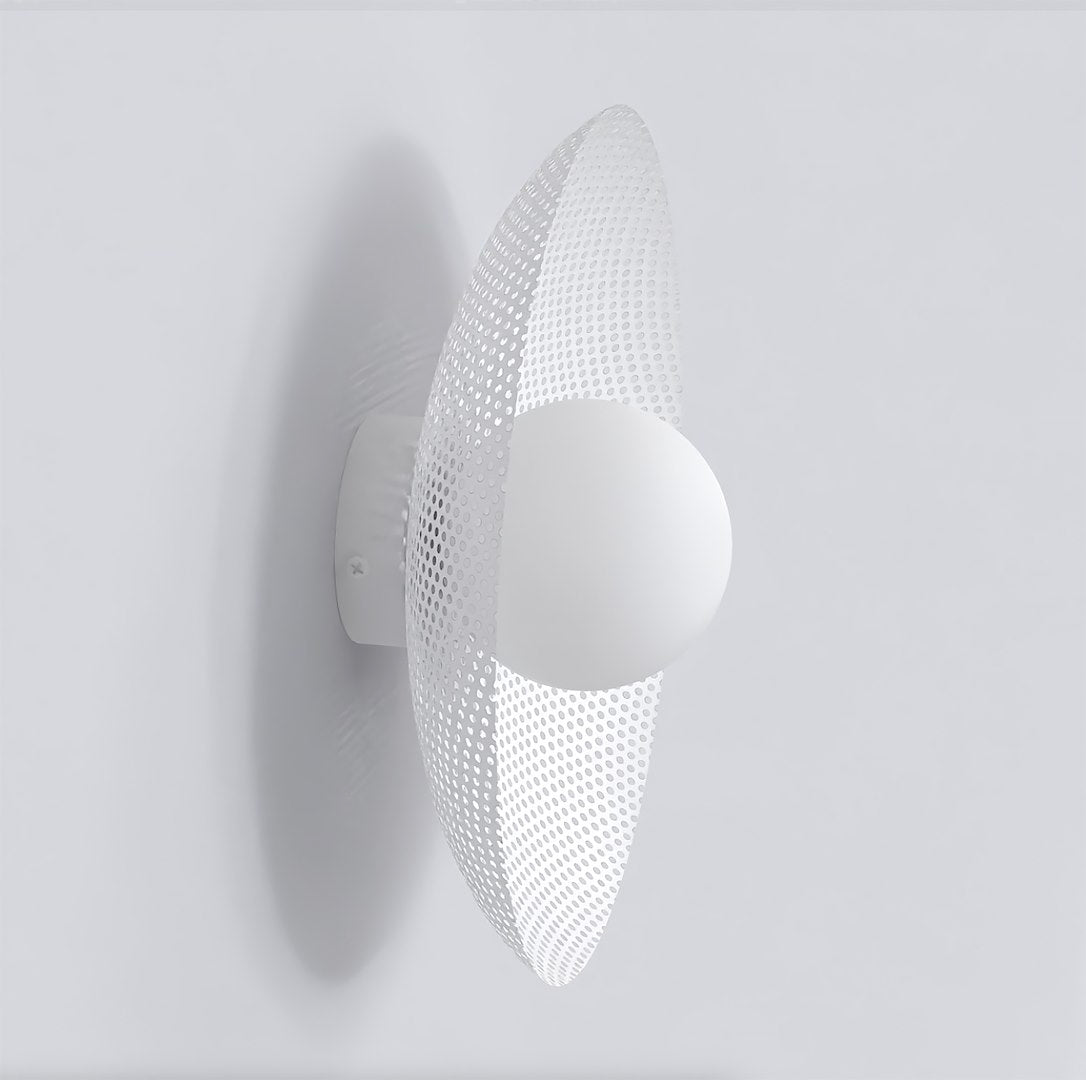 Profil de l'applique fixée au mur, disque incurvé et diffuseur sphérique