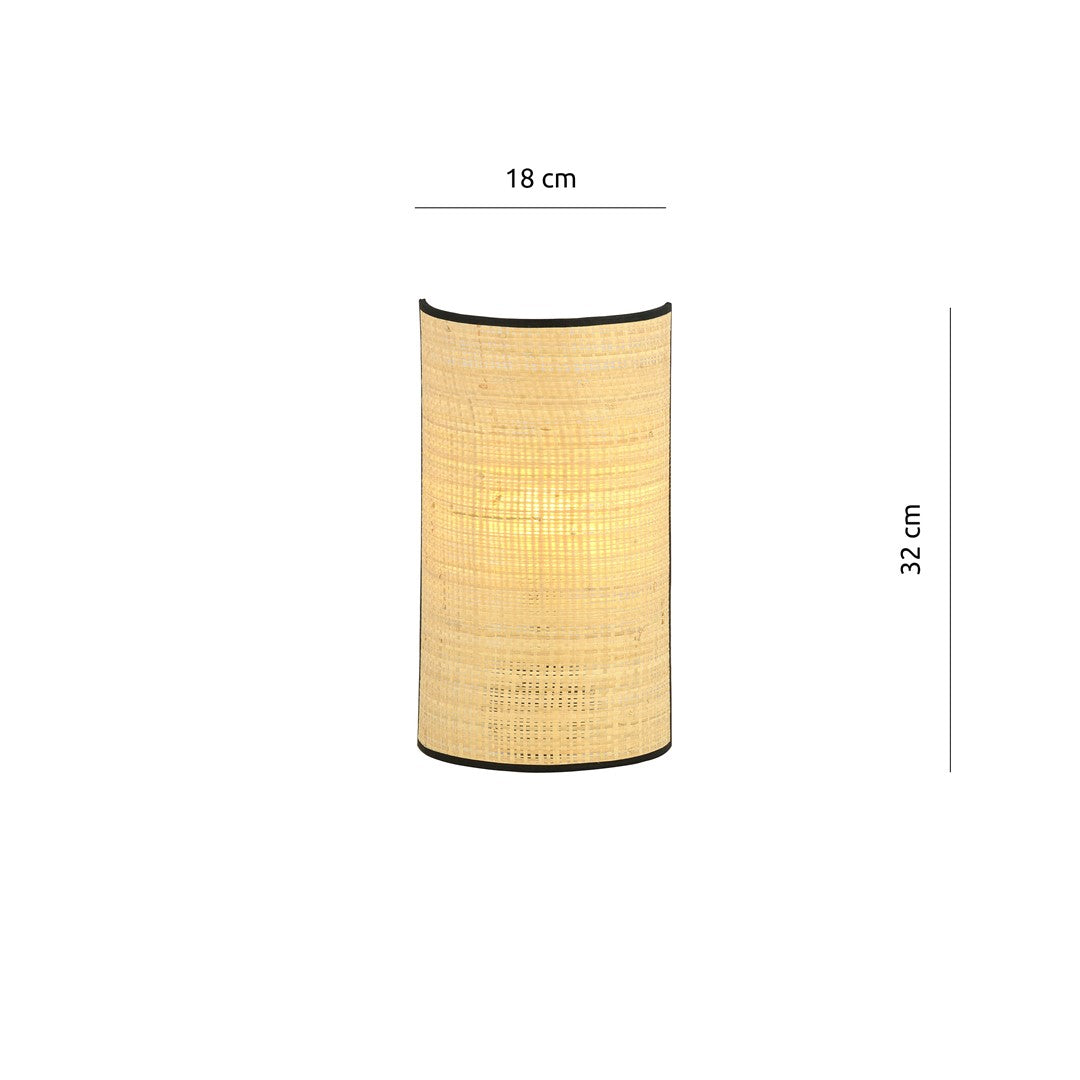 Schéma coté du luminaire, dix-huit centimètres de large, trente-deux de haut