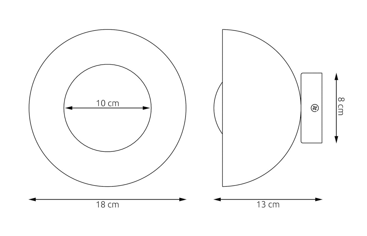 Schéma technique coté de face et de profil avec dimensions en centimètres