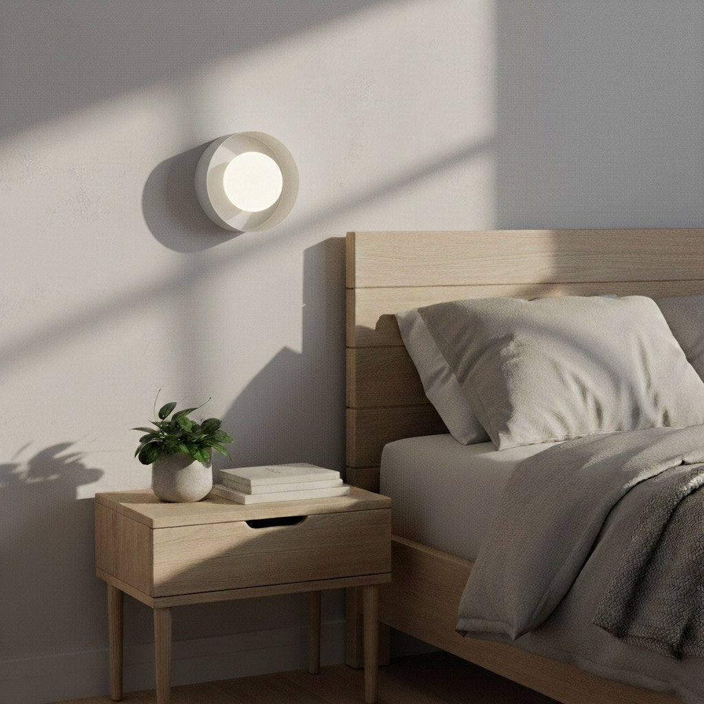 Mise en scène au-dessus d'une table de chevet dans une chambre chaleureuse.