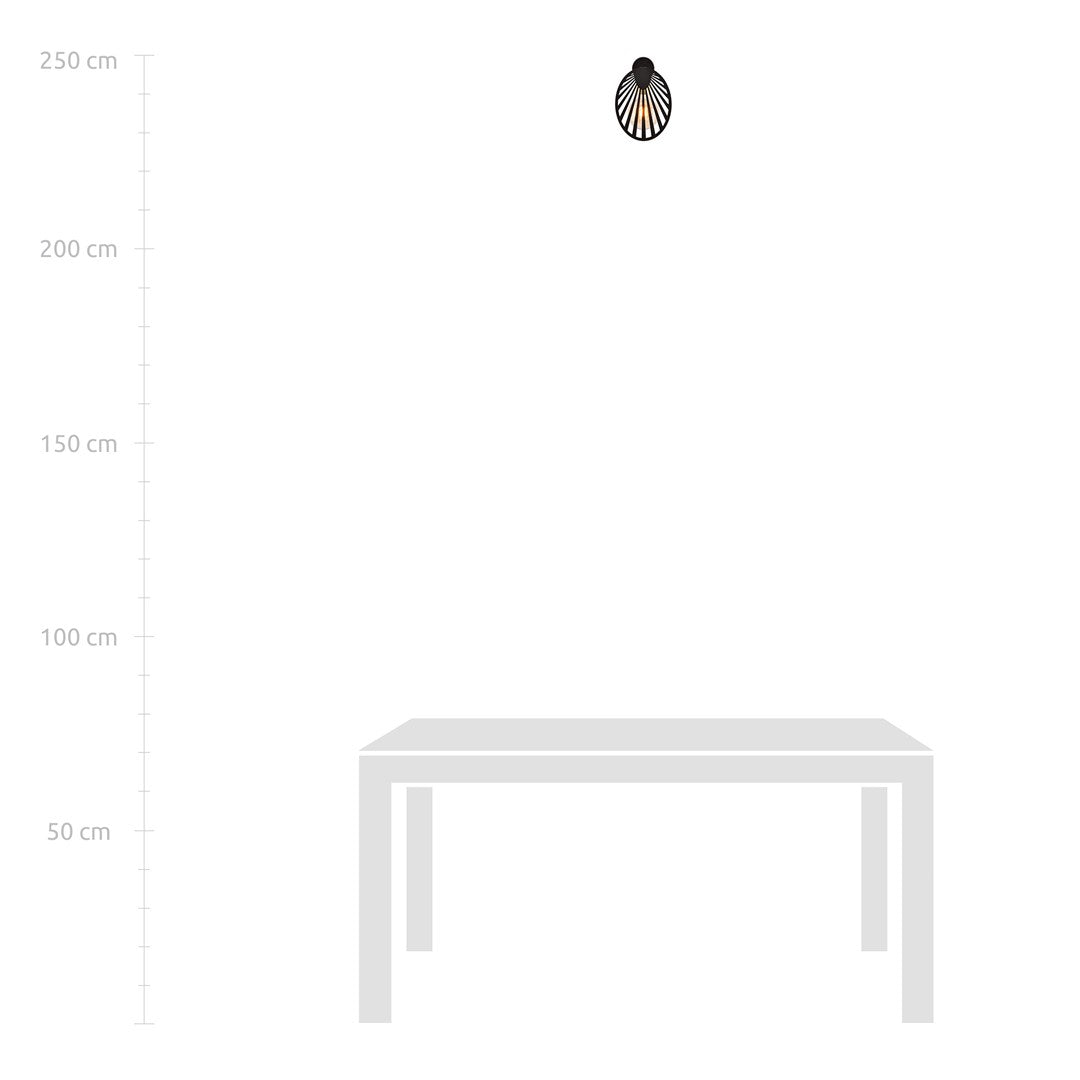 Mise en situation murale au-dessus d'une table, repère de hauteur jusqu'à 250 cm