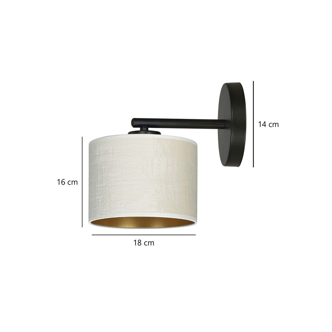 Schéma coté indiquant 18 cm de diamètre, 16 cm de hauteur et 14 cm de rosace.