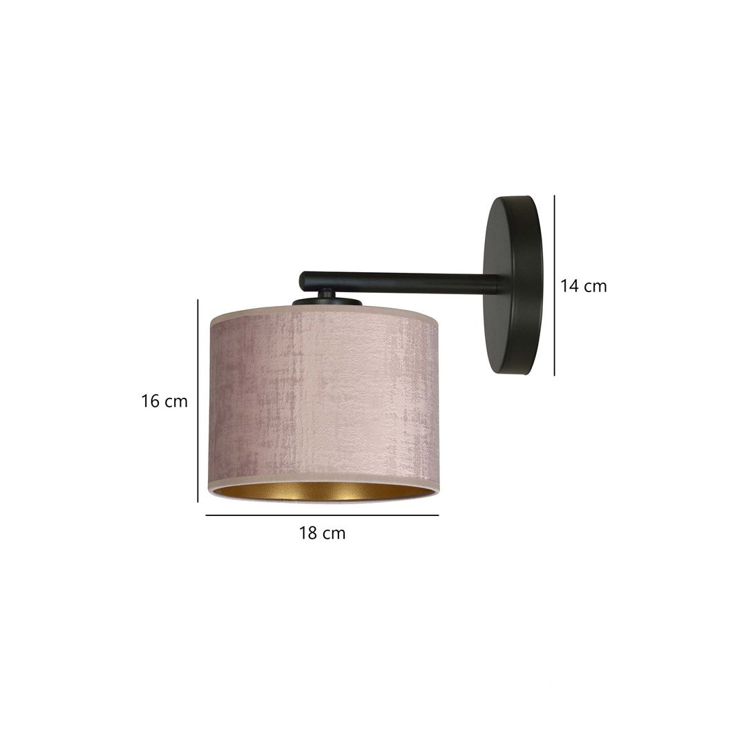 Schéma coté indiquant 16 cm de hauteur, 18 cm de diamètre et 14 cm de platine