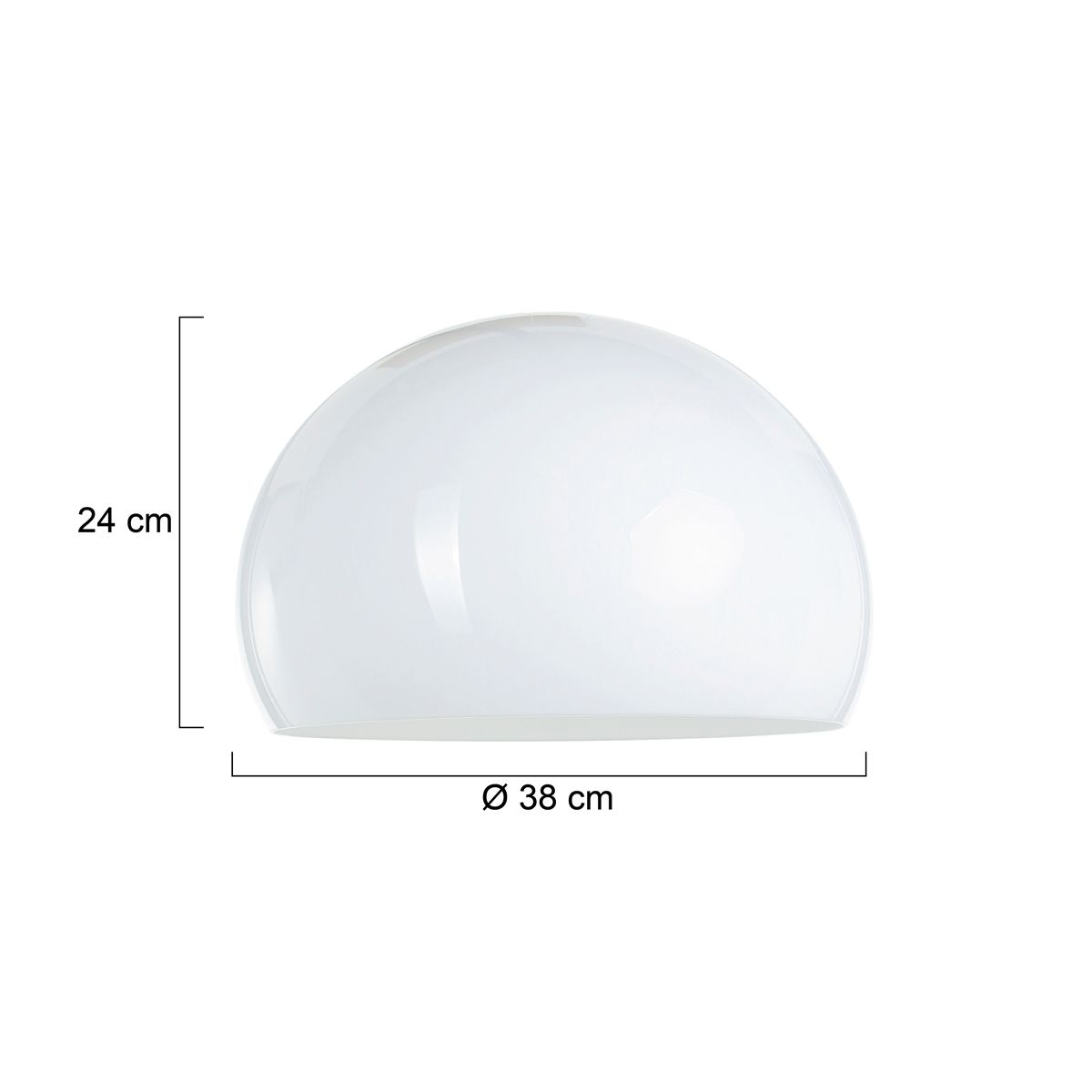 Schéma coté de l'abat-jour : 24 cm de hauteur et 38 cm de diamètre
