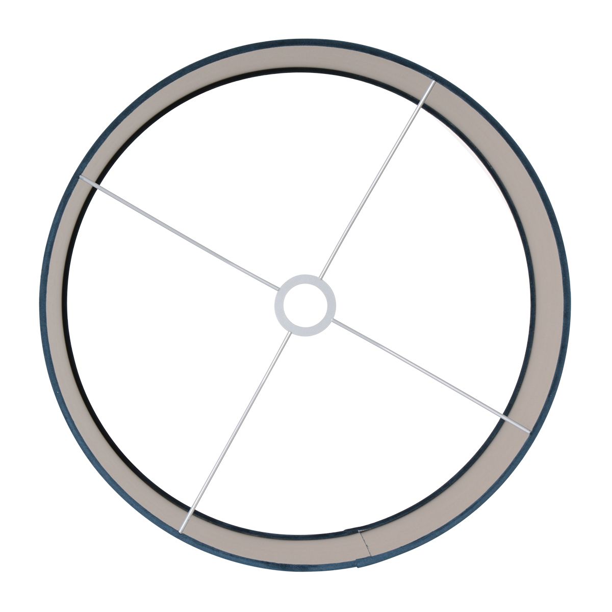 Vue du dessous montrant le cercle central et les quatre rayons métalliques