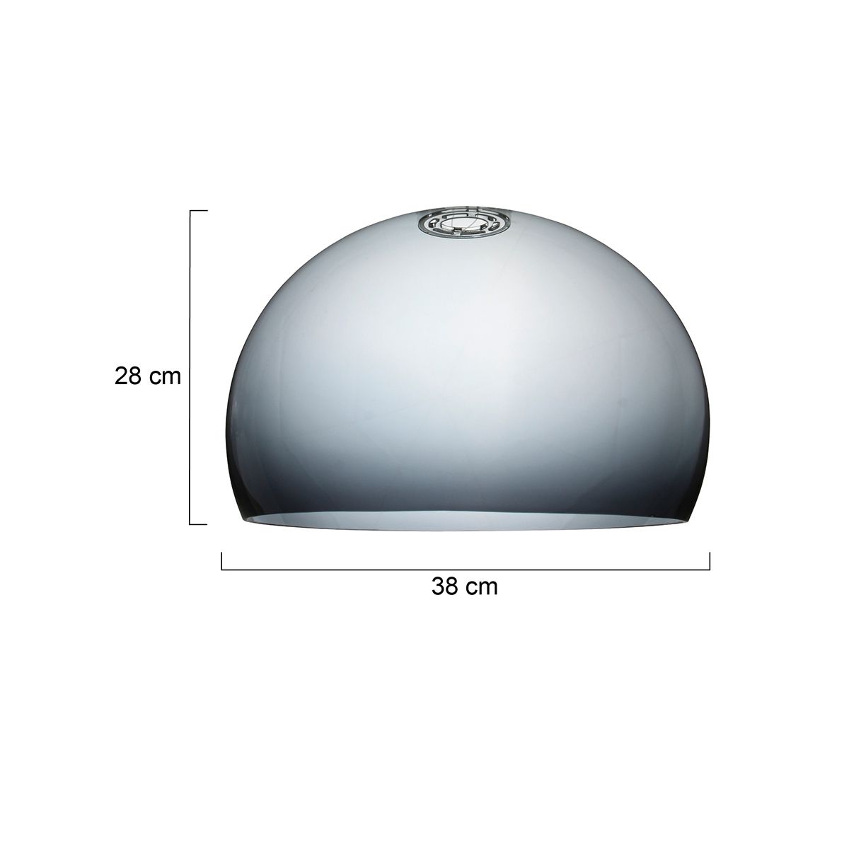 Schéma de dimensions de l'abat-jour : 28 cm de haut, 38 cm de diamètre