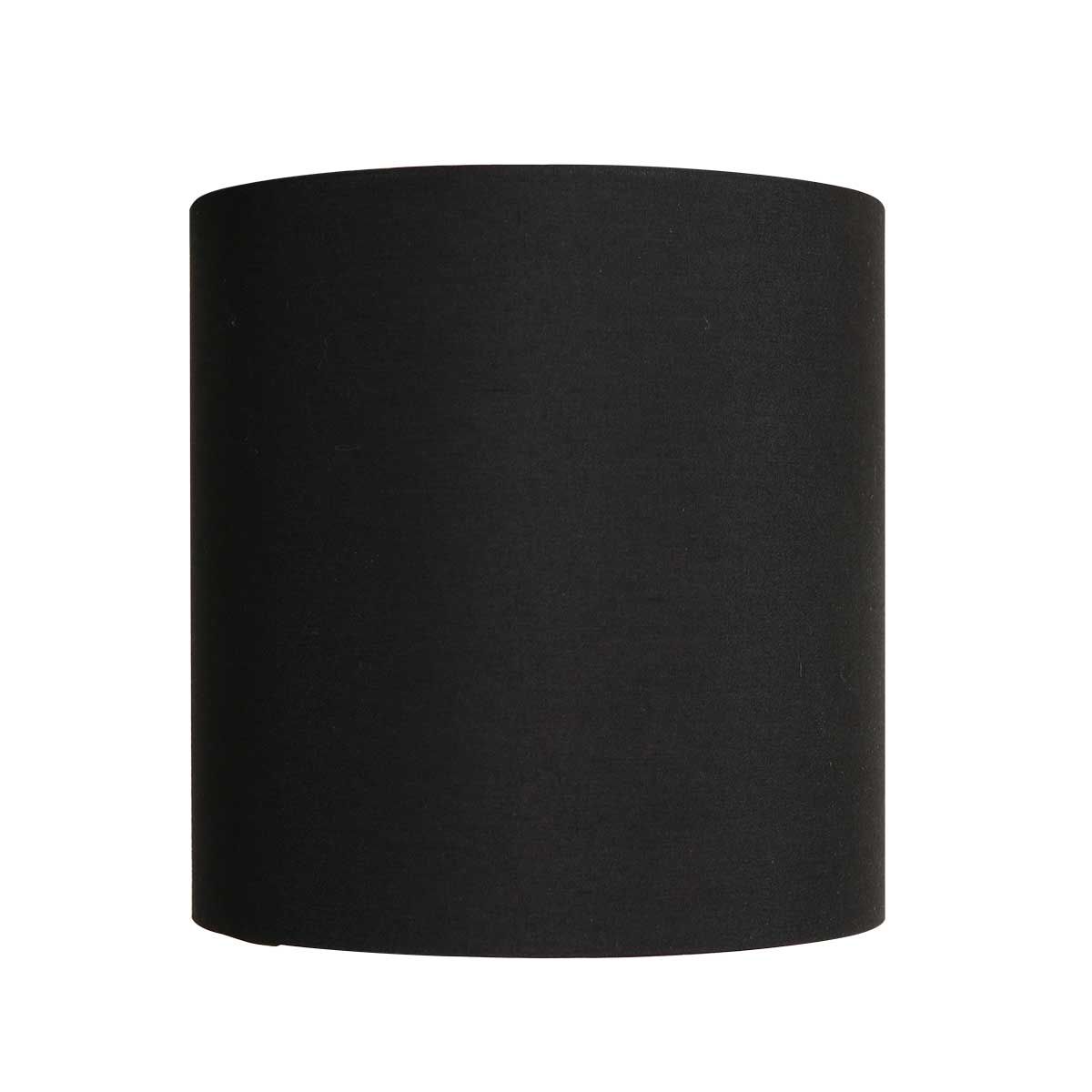 Abat-jour noir de profil sur fond blanc, silhouette cylindrique parfaitement régulière