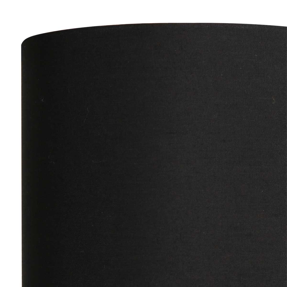 Gros plan sur le tissu noir tendu et la couture verticale de l'abat-jour