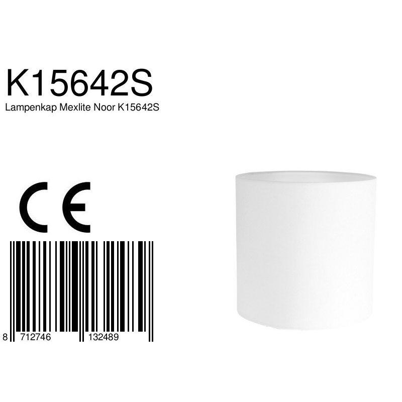 Étiquette produit avec référence K15642S, code-barres et marquage CE