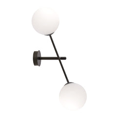 Applique murale Linear 2 lumières noire, verre opale