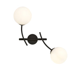 Wandleuchte Hunter schwarz, Opalglas