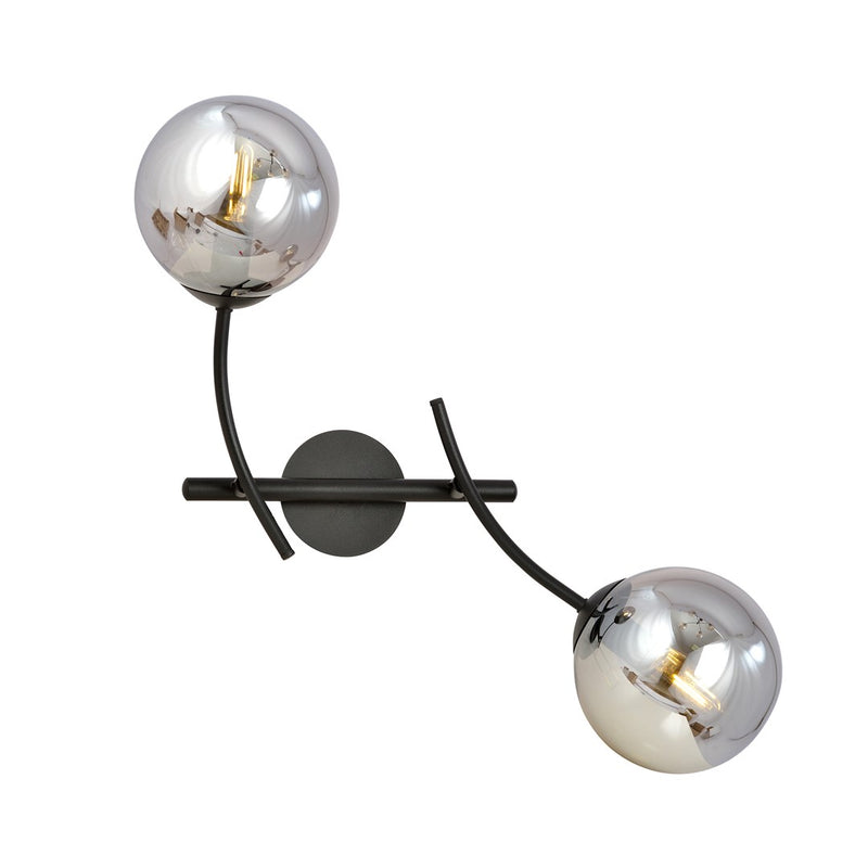 Wandleuchte Hunter schwarz, Graphitglas