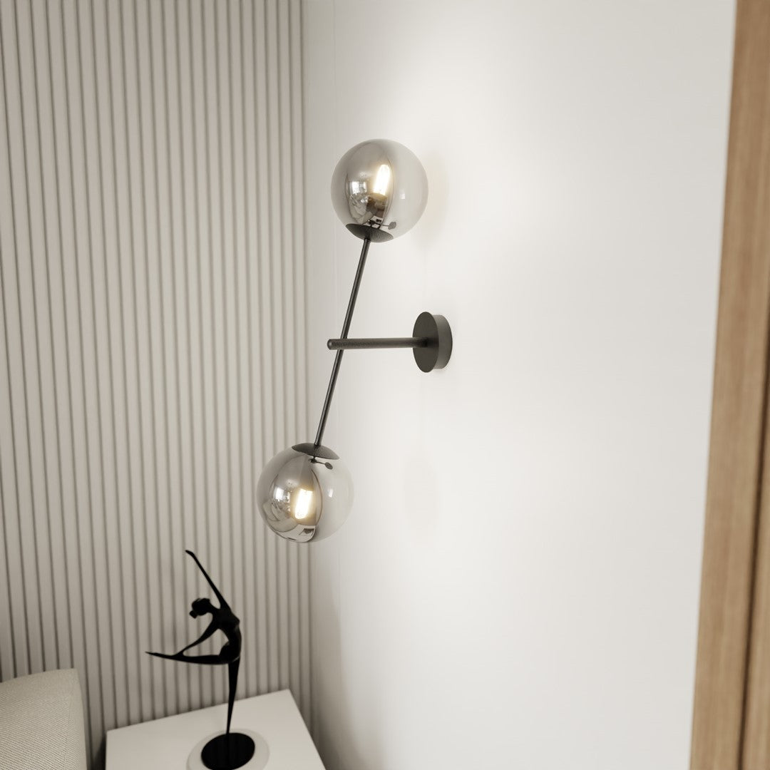 Applique murale Linear noire, verre graphite