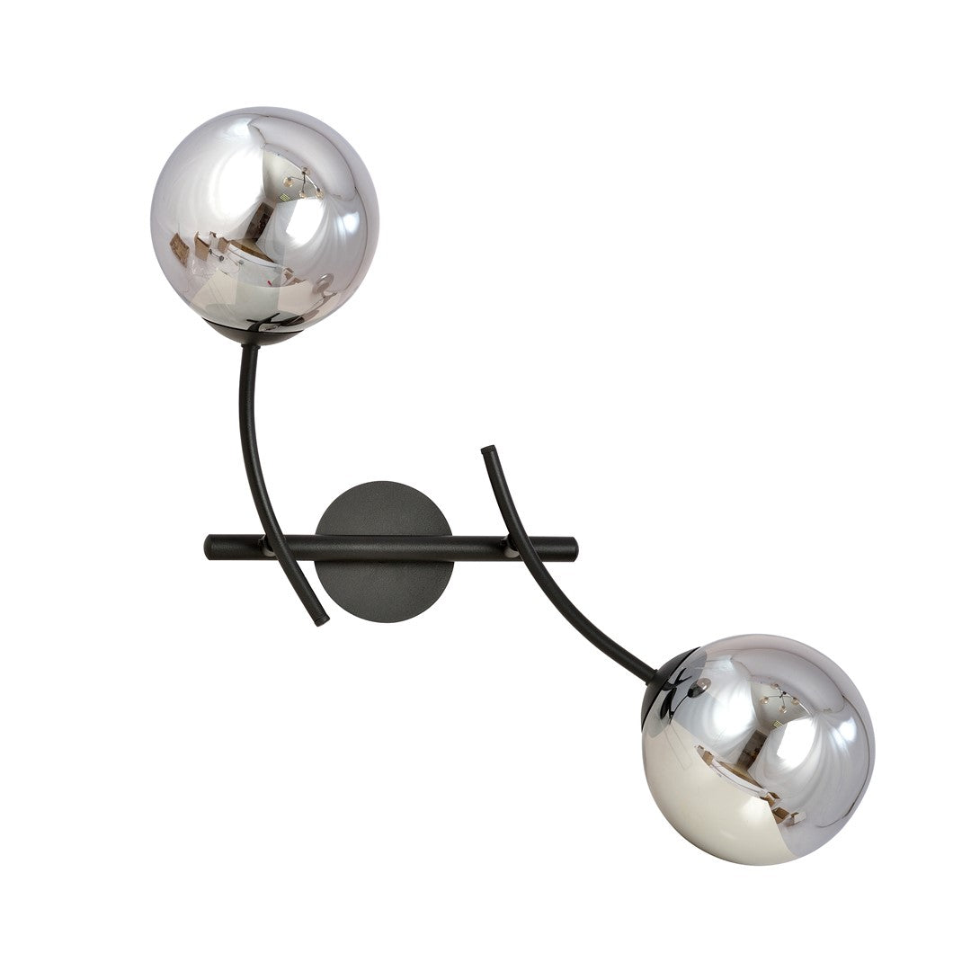 Wandleuchte Hunter schwarz, Graphitglas