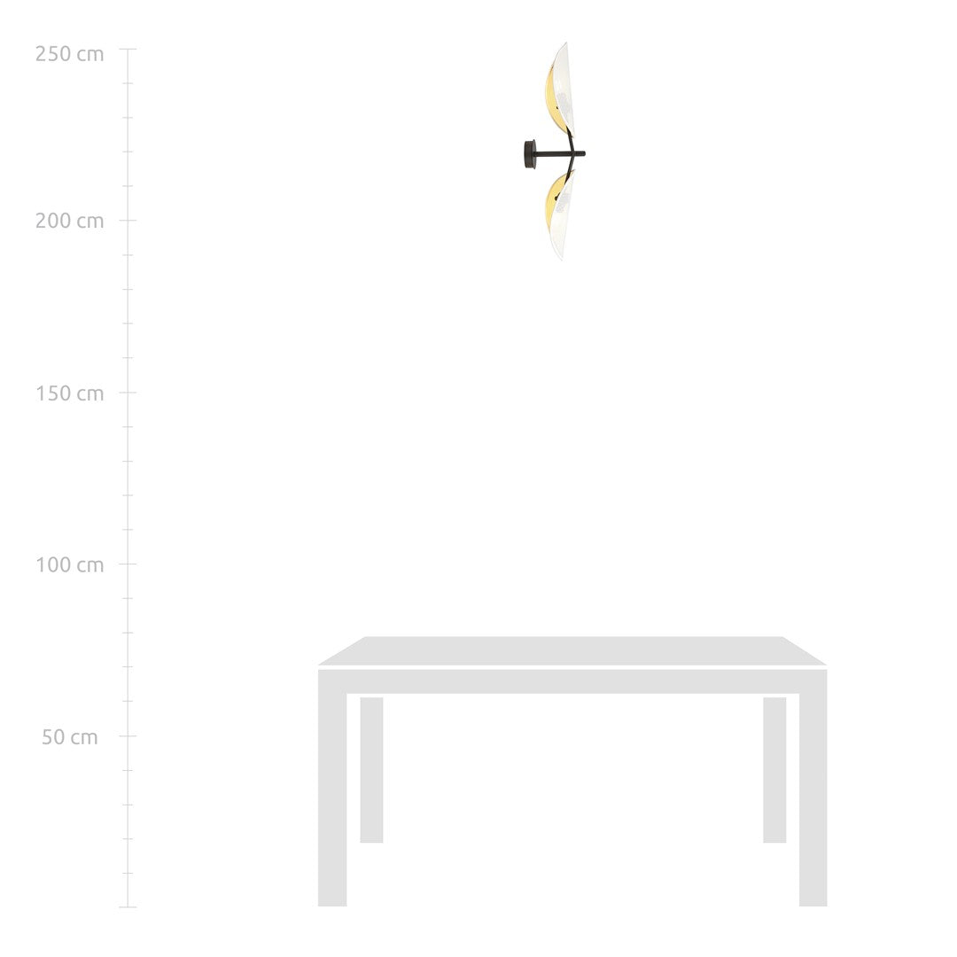 Mise en situation murale au-dessus d'une table, repère vertical jusqu'à 250 cm