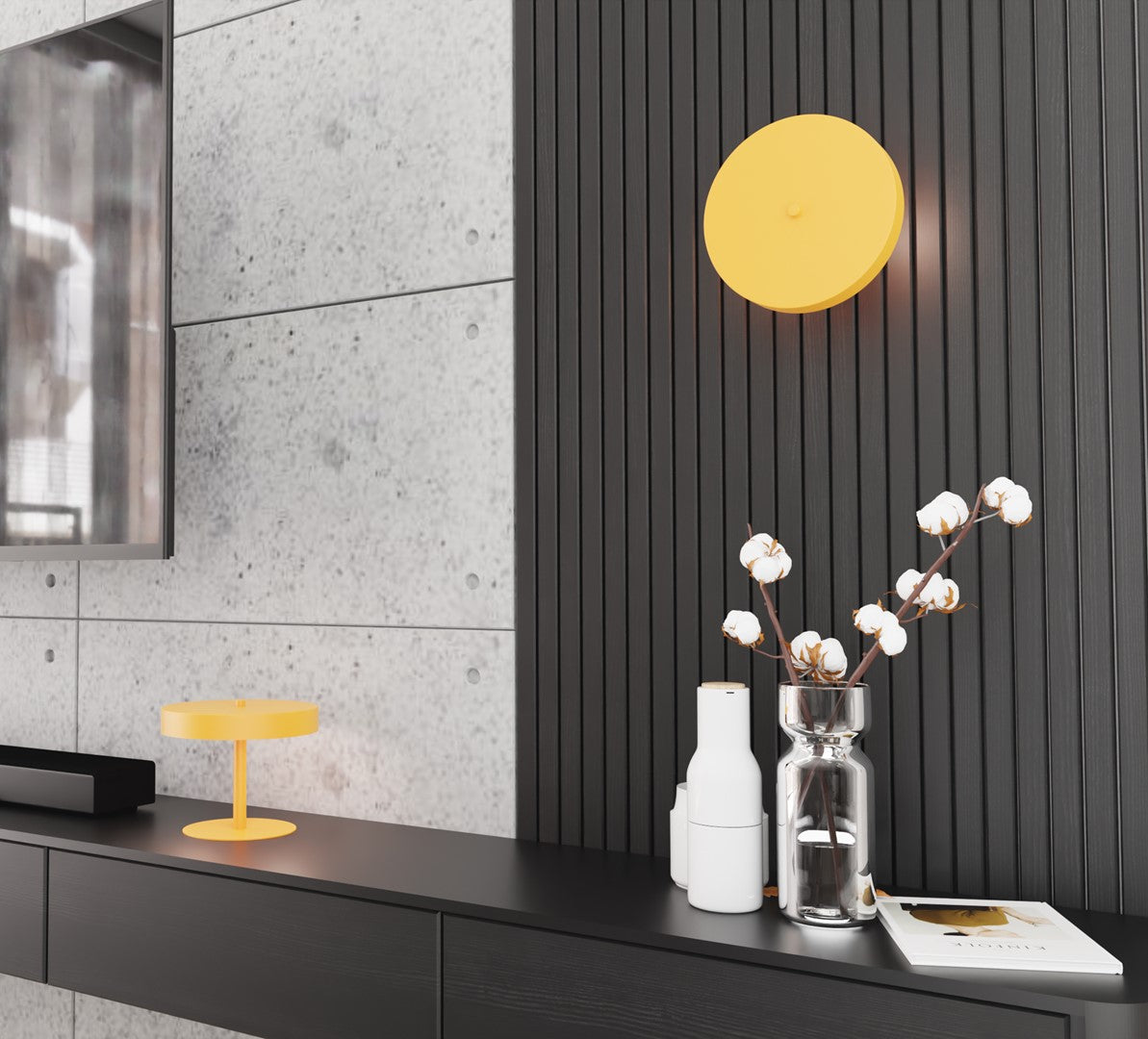 Gros plan sur la lumière chaude diffusée sur un mur cannelé
