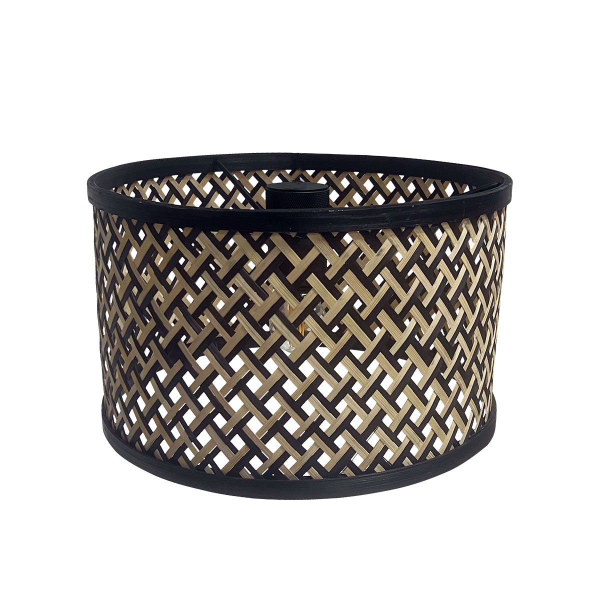 Détail du dessus avec le passe-câble noir et l'ampoule visible à l'intérieur.