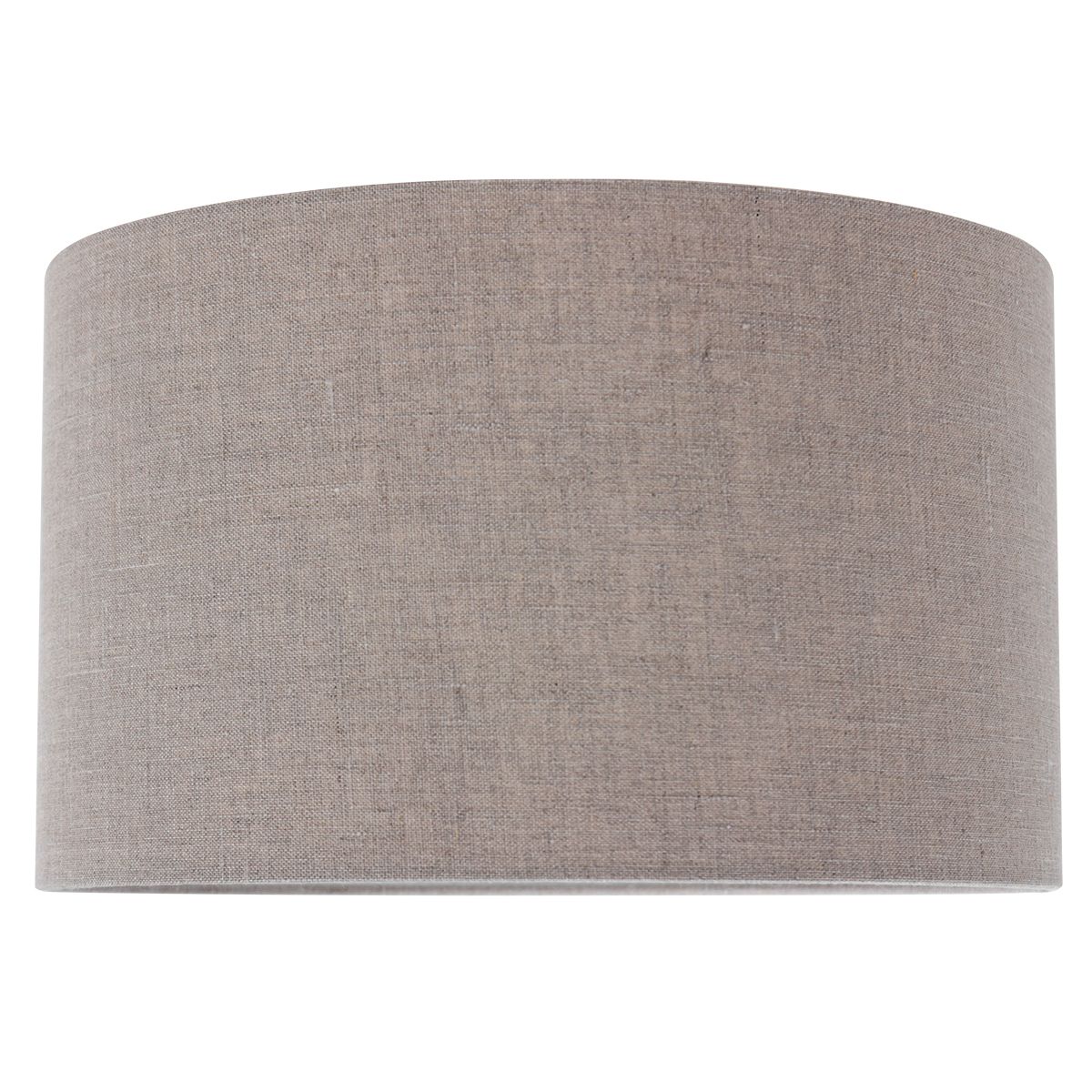 Abat-jour gris lin présenté de face sur fond blanc, forme cylindrique
