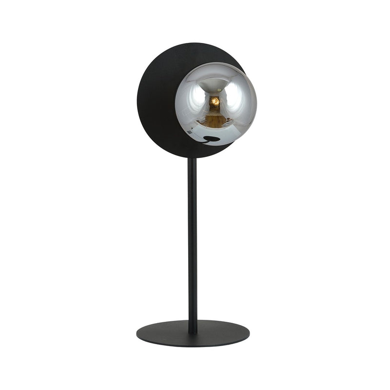 Nachttischlampe Oslo schwarz, graphitfarbenes Glas