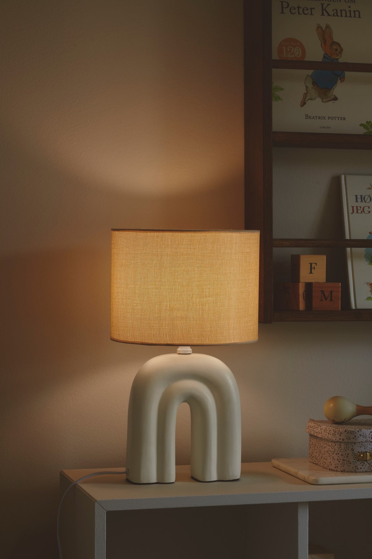 Lampe à poser Haze beige, tissu