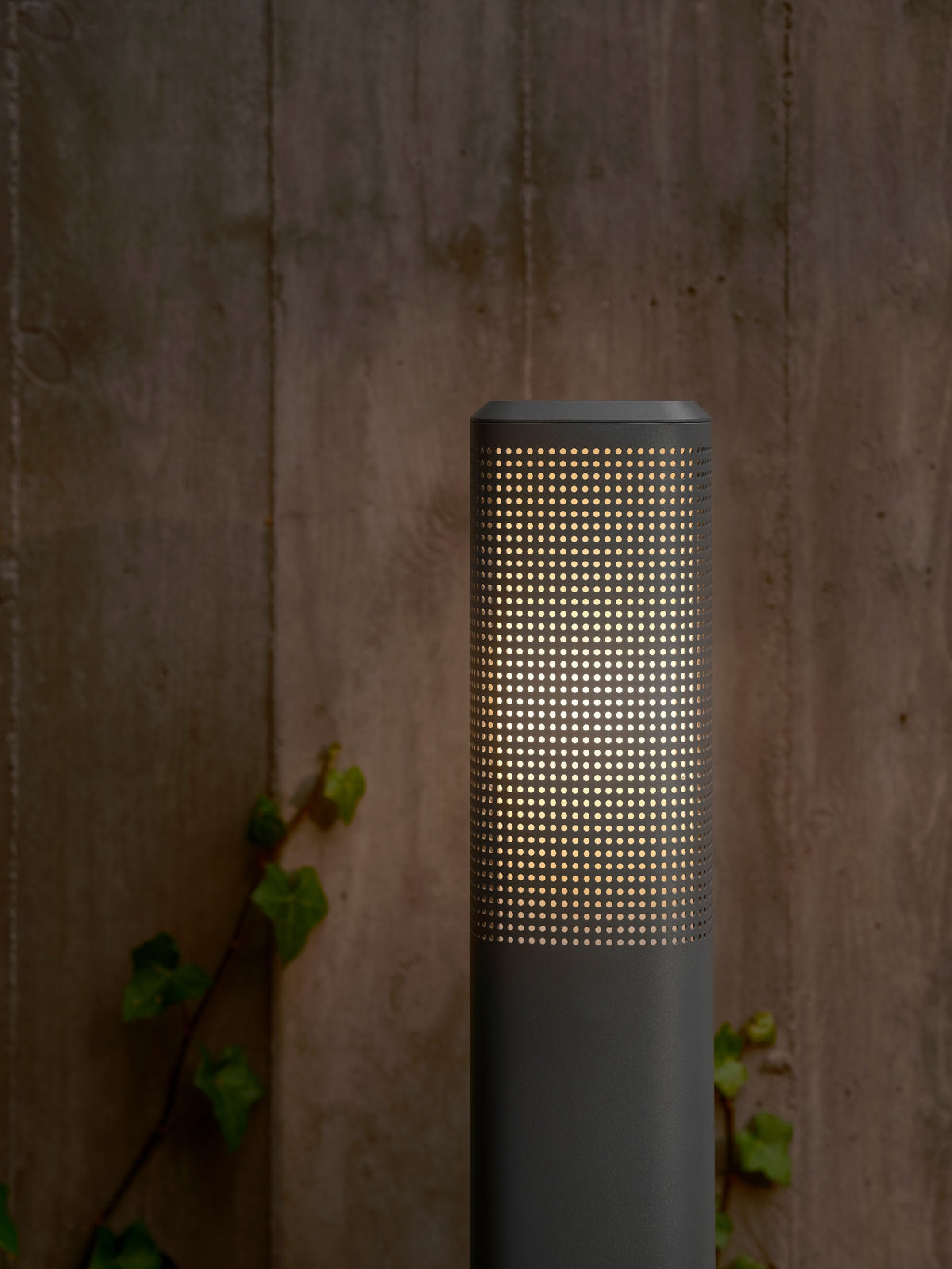 Détail rapproché de la tête perforée éclairée diffusant une lumière chaude