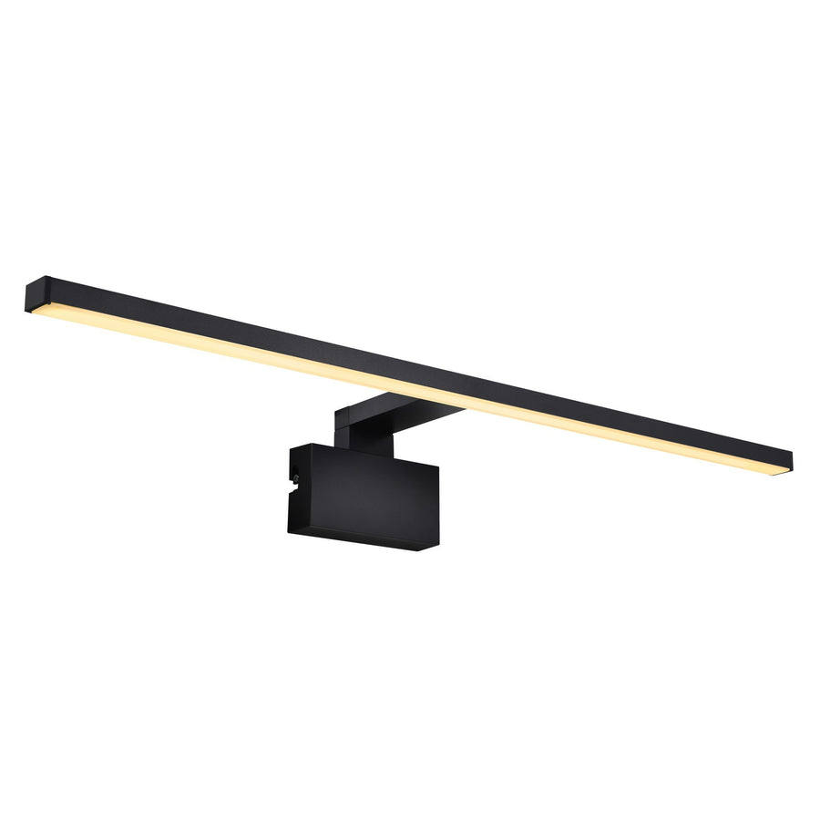 Vue rapprochée montrant la barre LED noire et le bandeau lumineux chaud allumé.