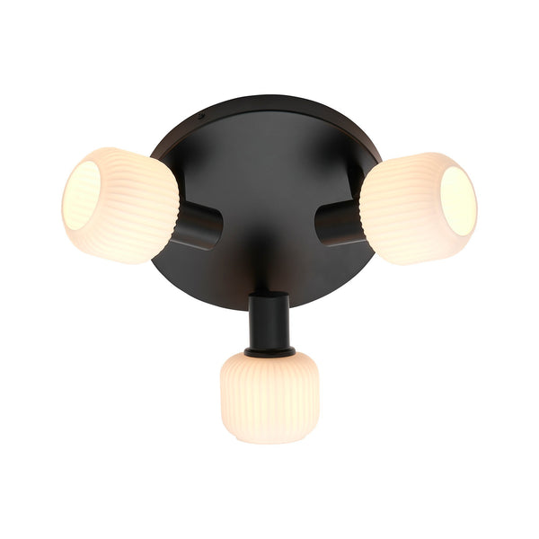 Plafonnier Milford Mini 3-Rondel noir, verre