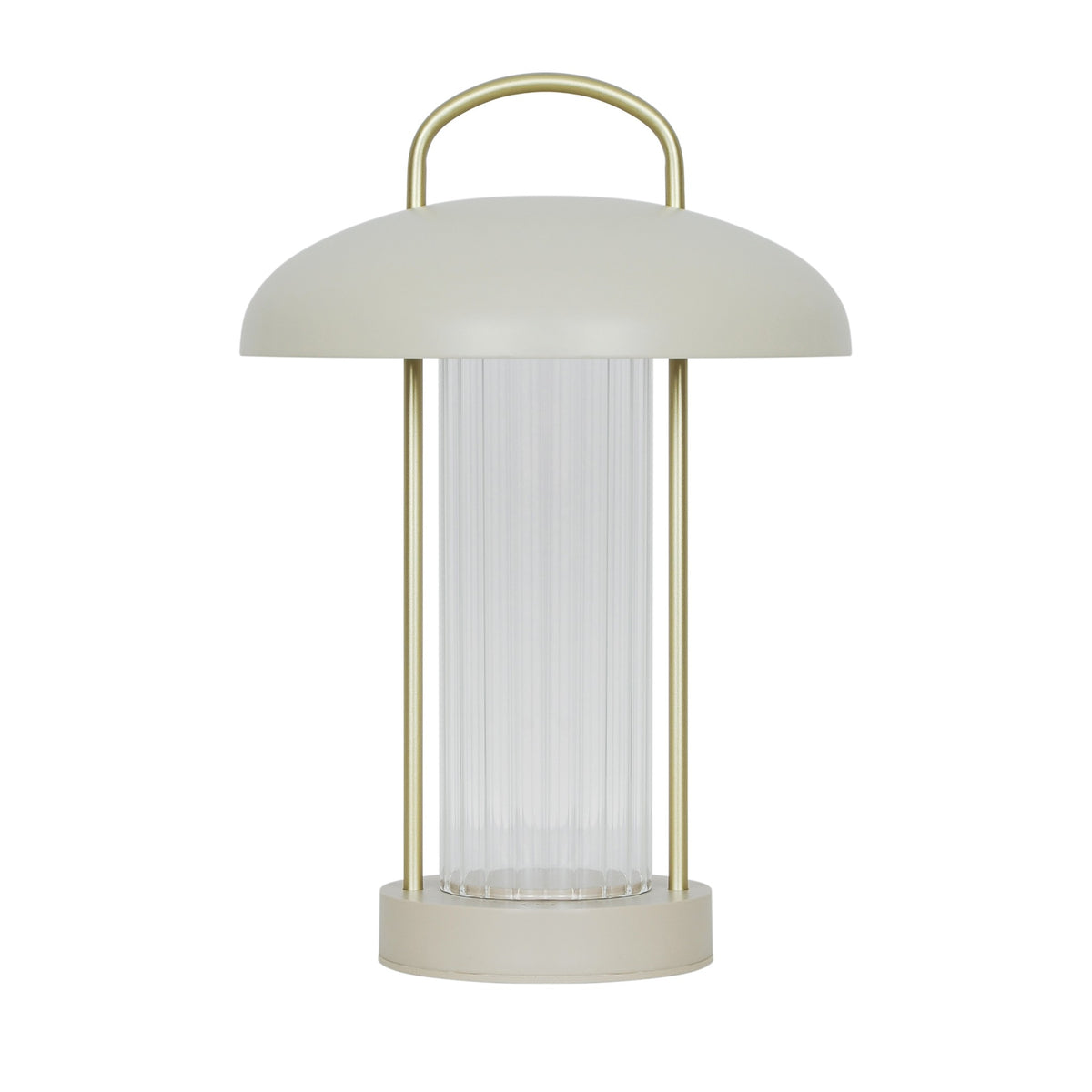 Seconde vue de face du luminaire, mettant en valeur les tiges dorées latérales
