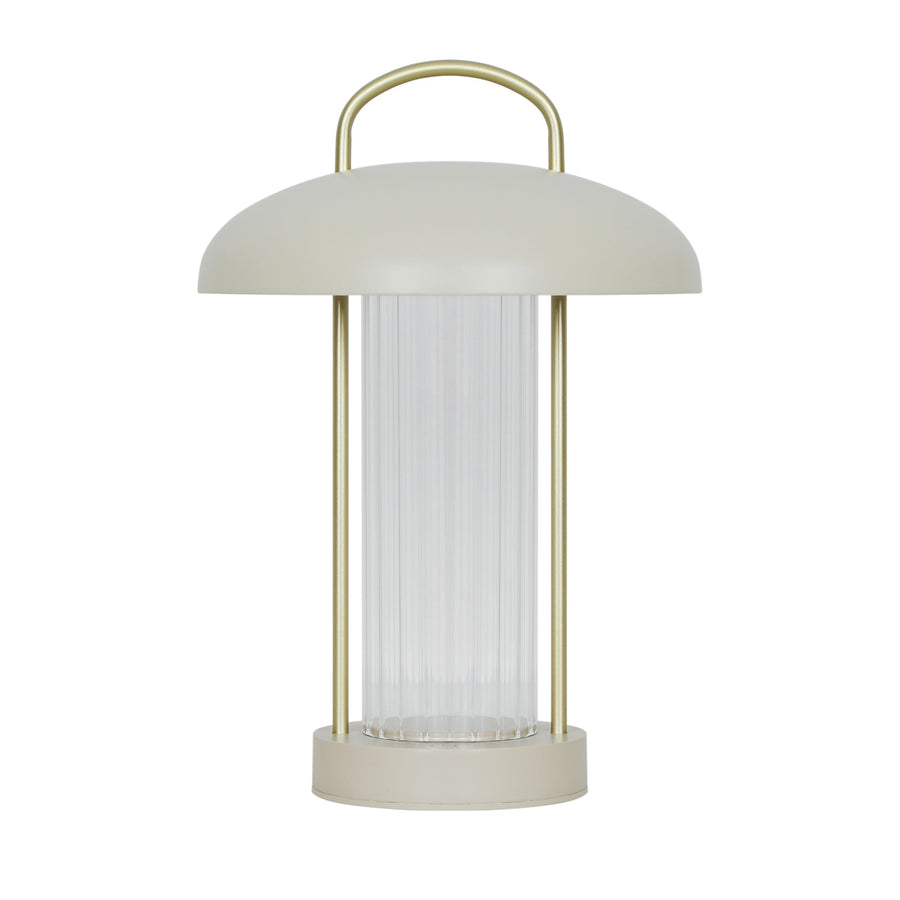 Seconde vue de face du luminaire, mettant en valeur les tiges dorées latérales