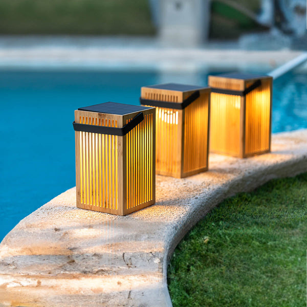 Tragbare Solar-Laterne Okinawa aus Bambus