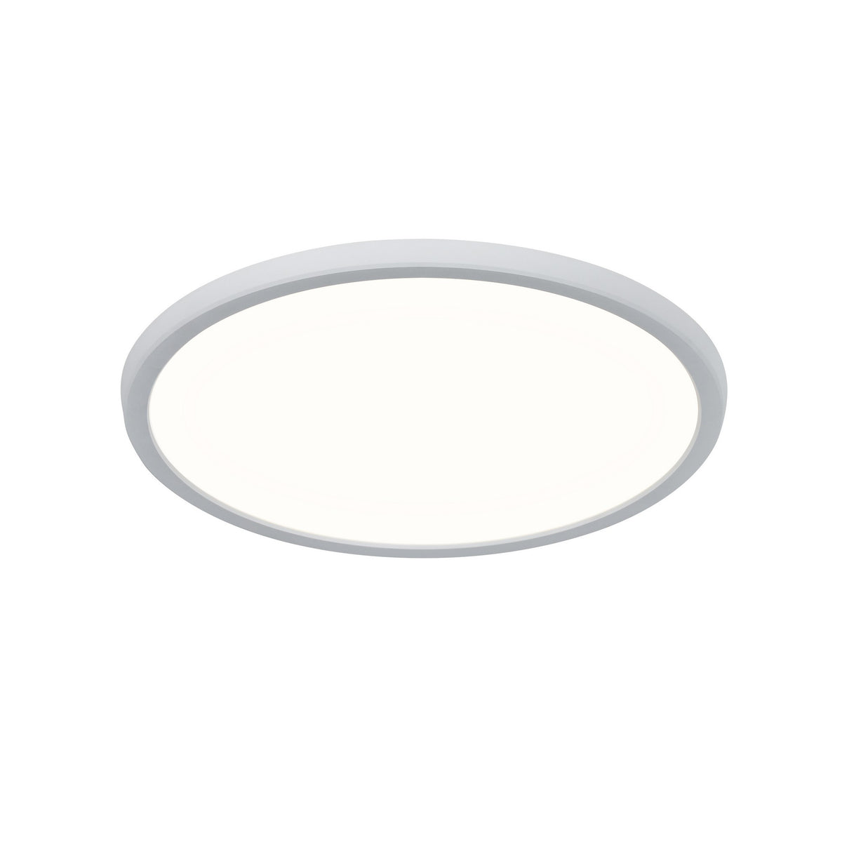 Perspective rasante du luminaire blanc montrant la faible épaisseur du cercle