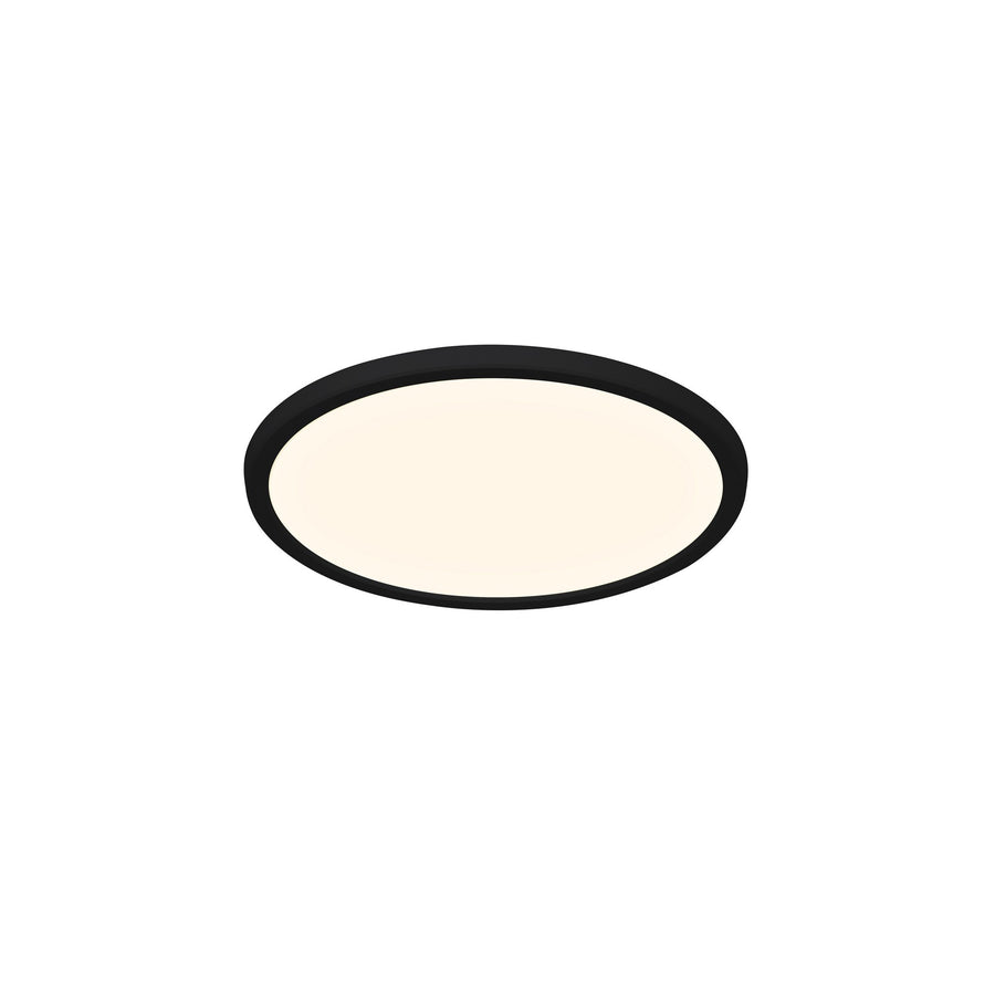 Variante noire du plafonnier rond, cerclage sombre et diffuseur central