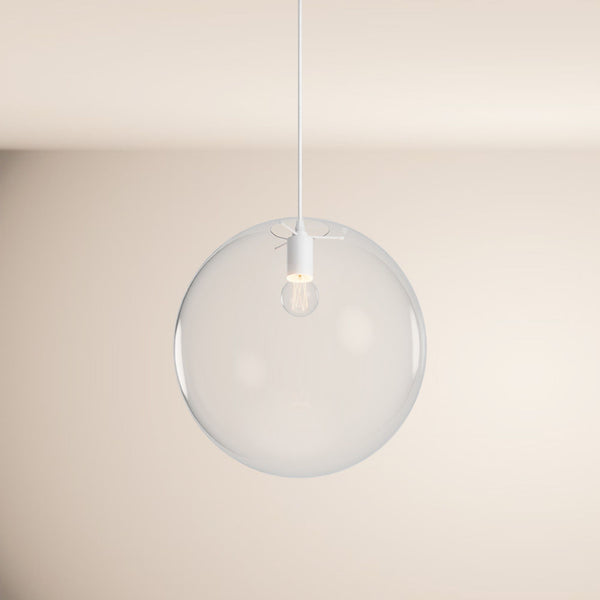 Suspension Orb globe en verre, câble 1,5 m, monture blanche