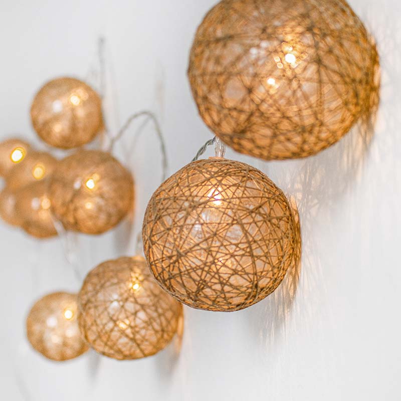 Pallina Outdoor-Lichterkette in Jute-Optik