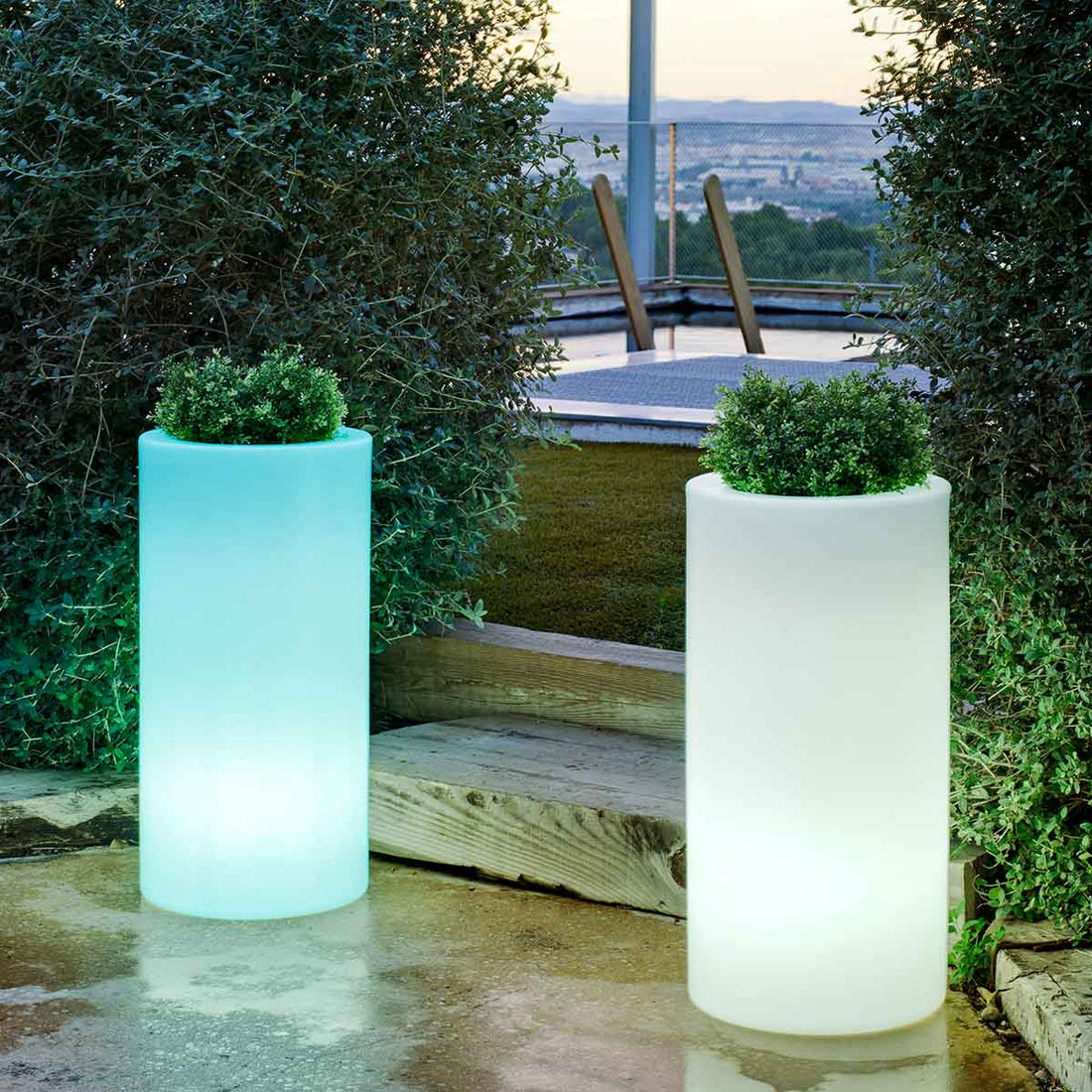 Beleuchteter zylindrischer Pflanzkübel Palma 70