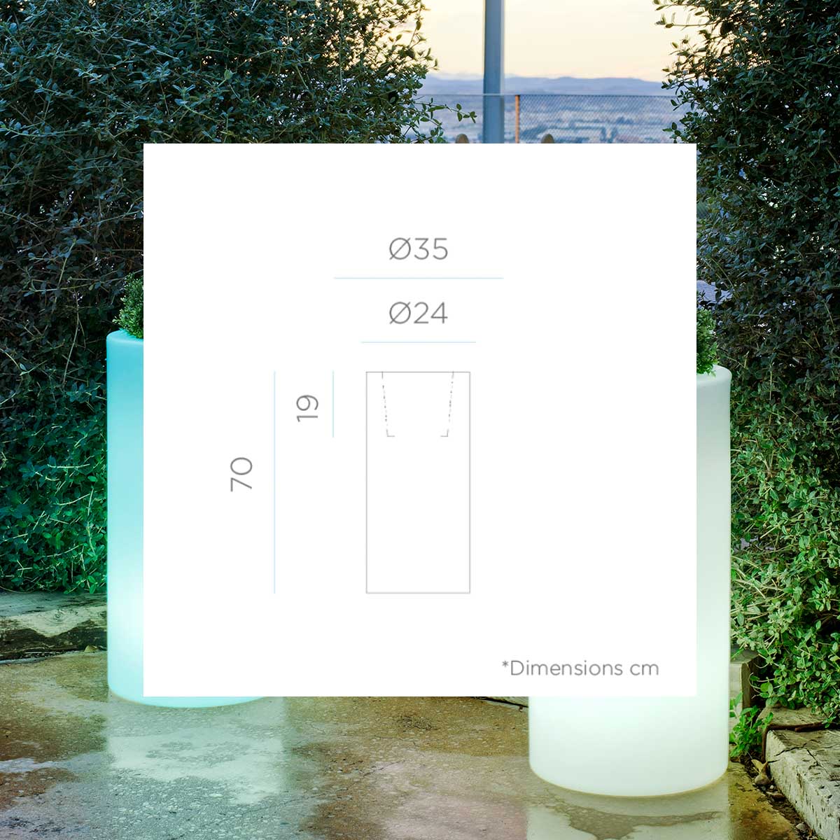 Jardinière lumineuse cylindrique Palma 70