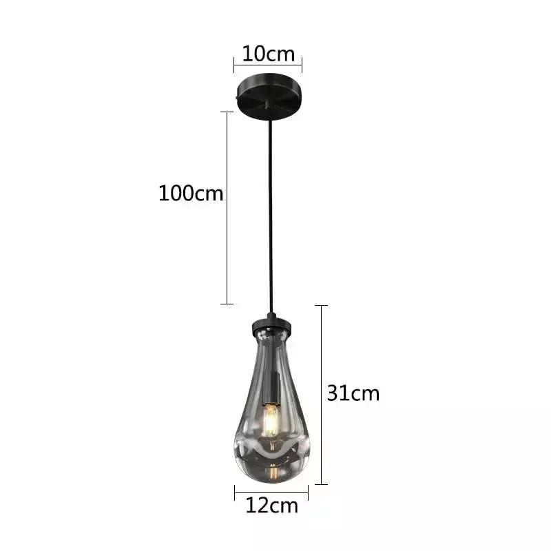 Nordic Glass Pendant Light Brass Water Drop Shape Luster Light Dining Room Bar Bedroom Pendant Lamp Hanging Fixtures | Designix -  1 head-Black Cold White  - https://designix.fr/