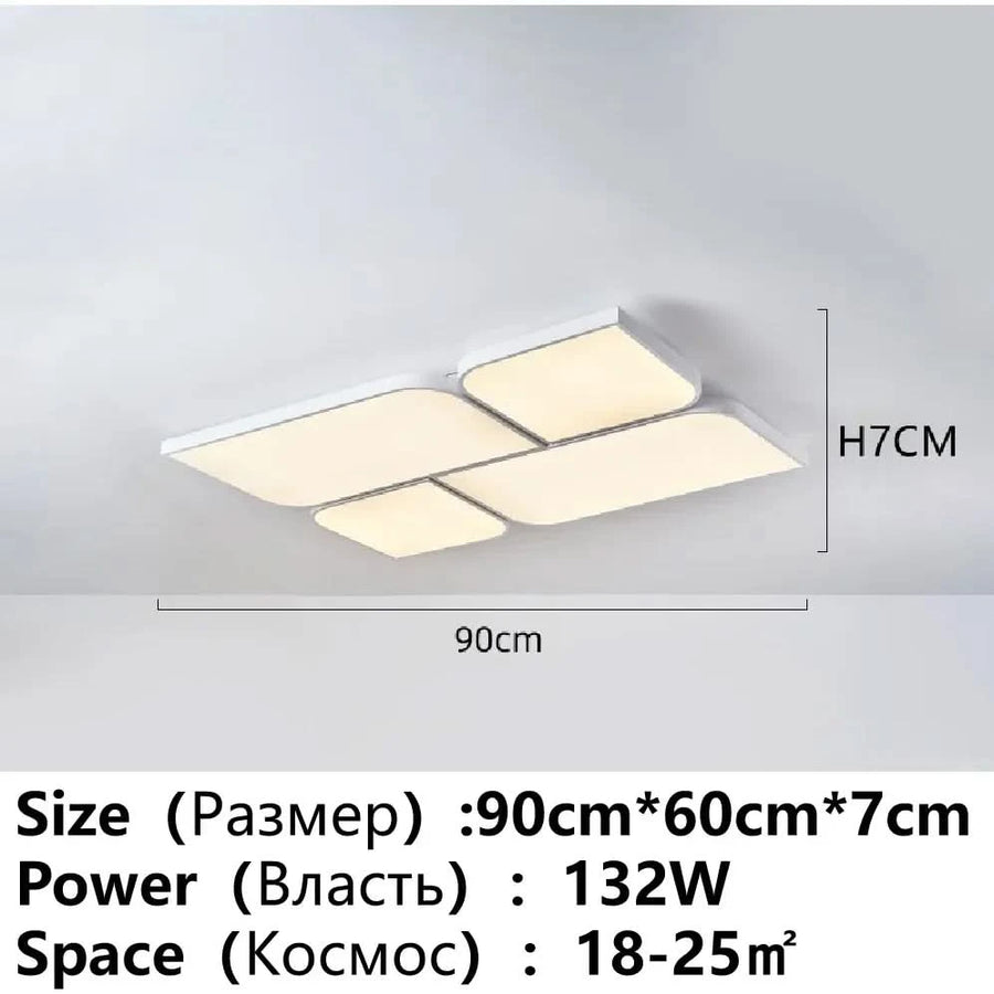 lustre plafond led intérieur ultra lumineux salon chambre enfants | Designix - Luminaire Rectangulaire 90cm Promesse avec télécommande - https://designix.fr