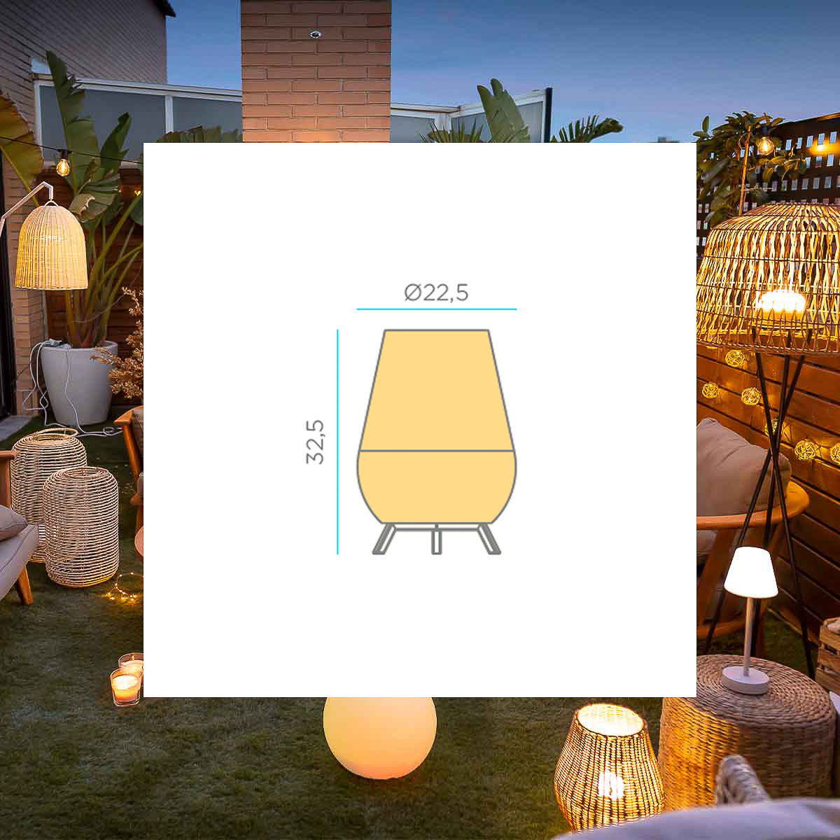 Lampe à poser sans fil Saona 30 en fibres naturelles