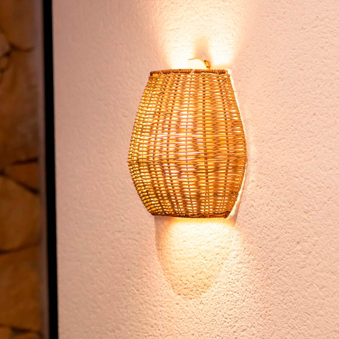 Kabellose Wandleuchte Saona 25 Wall aus Naturfasern