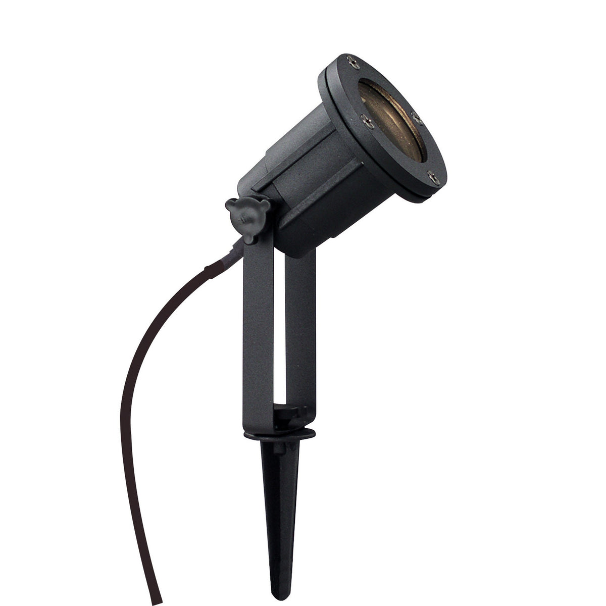 Même projecteur à piquer, détail du support articulé et du câble d'alimentation