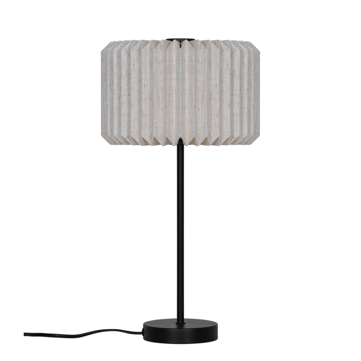 Même lampe avec abat-jour plissé blanc cassé, vue de face