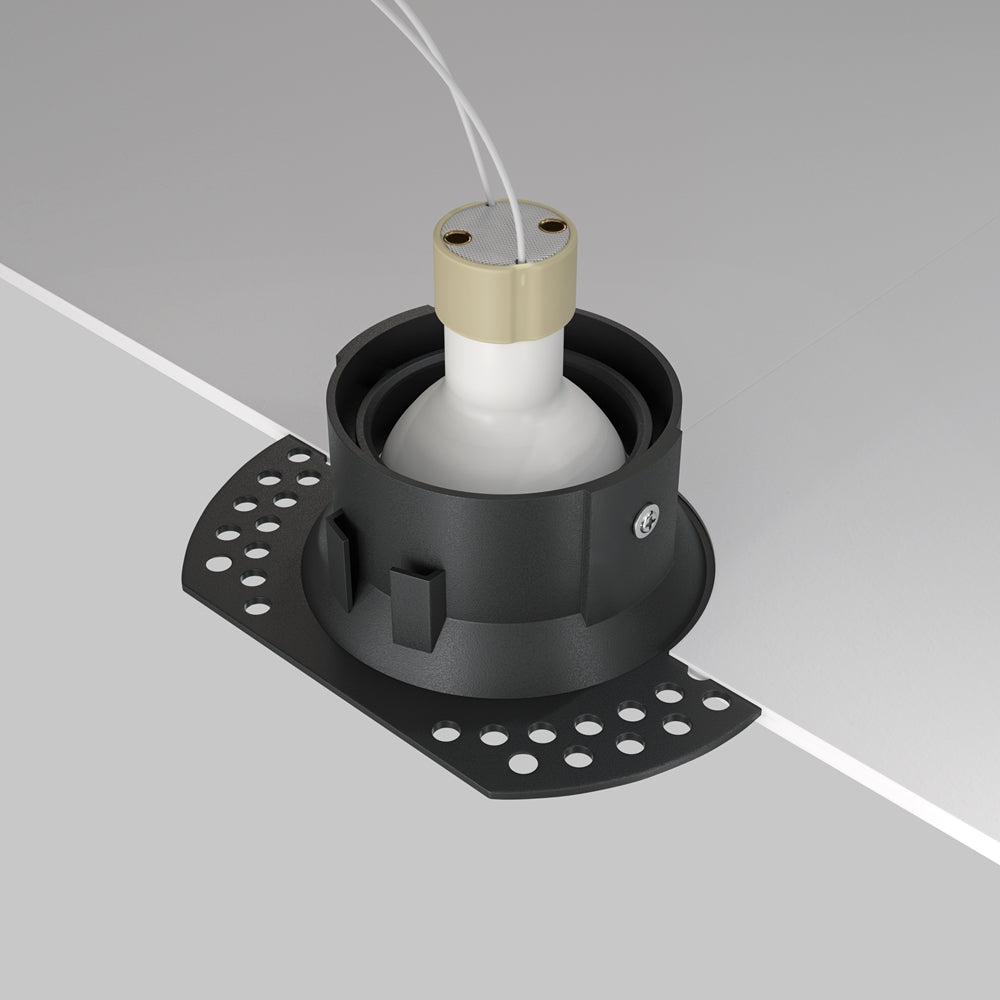 Vue technique du module encastré noir avec douille et dissipateur apparents