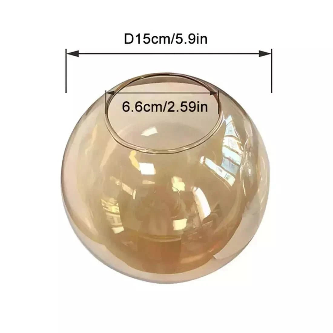 Abat - jour de Lampe Globe en Verre Ambré | Lueur d'Ambre - Designix Abat - jour D15cm